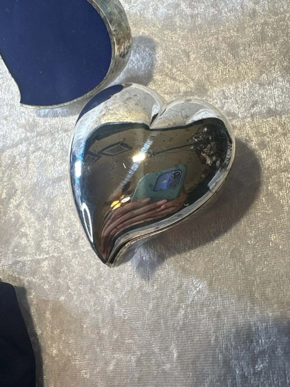2 Godinger Heart Jewelry Boxes Silver-Tone Red Velvet Lined One Size Vintage GUC